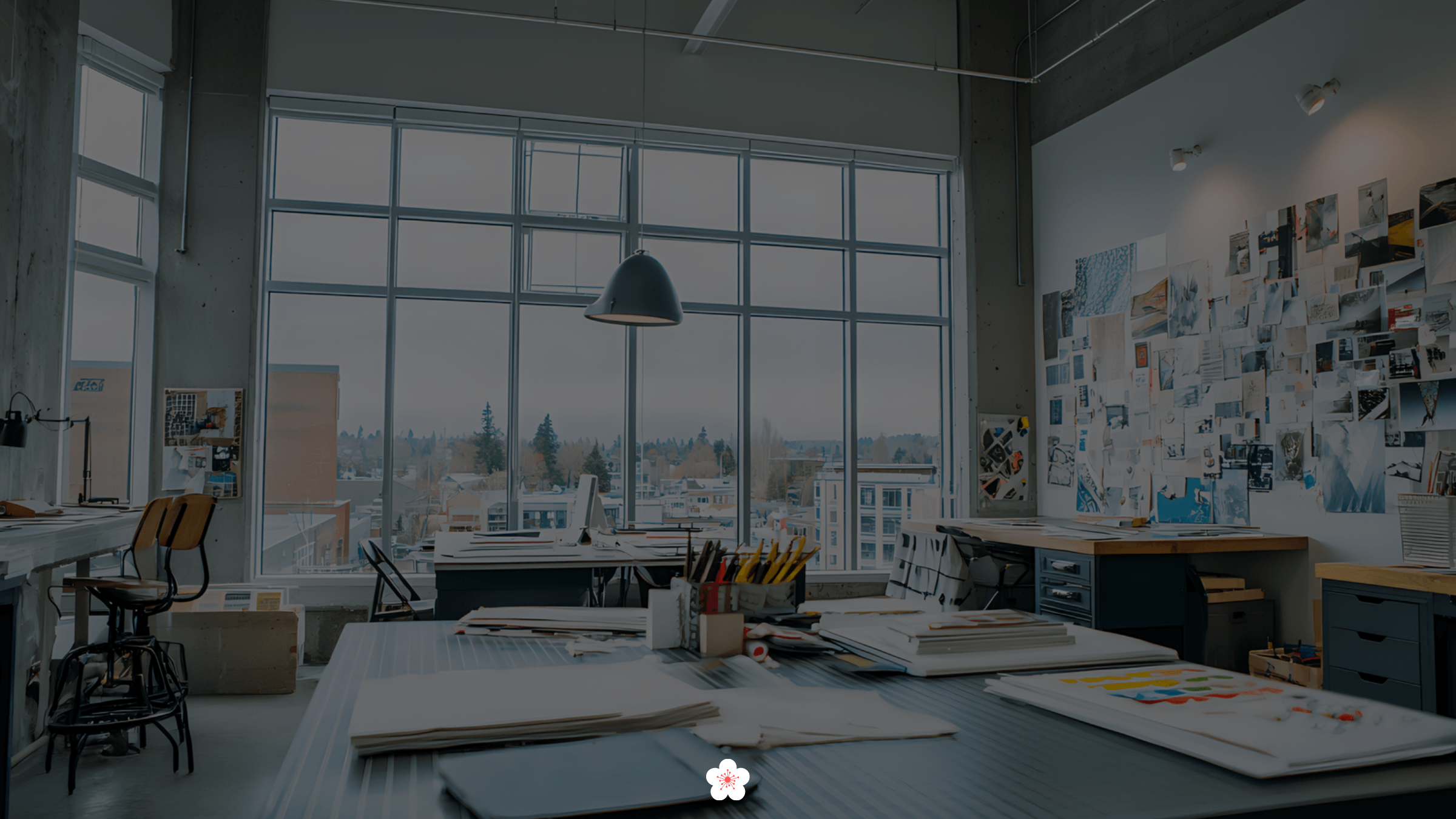 Creative design studio workspace